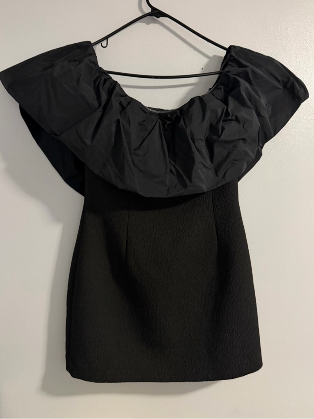 Rebecca Vallance Black Off-Shoulder Mini Dress